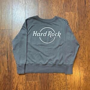 Hard rock cafe grey glitter logo crewneck sweatshirt